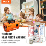 VEVOR Mug Heat Press, 30oz Tumbler Heat Press Machine, Sublimation Transfer 11-15oz 16-25oz 30oz Straight Skinny Tumblers, Cup Heat Press with Heat-resist Gloves & Tape, DIY Ceramic Mugs Cups Glasses - Front View