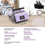 VEVOR Tumbler Heat Press Machine 11-30oz Mug Press Sublimation Tumblers Purple - Close-Up Angle