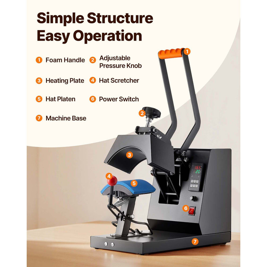Hat Heat Press Cap Heat Press Machine 4 Heating Pads Sublimation Transfer