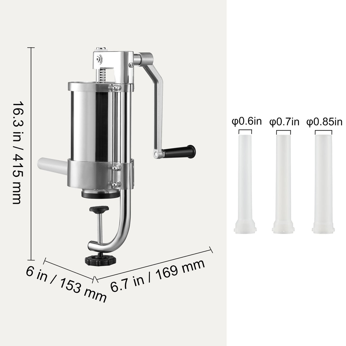 VEVOR Sausage Stuffer 2.5LBS/1.5L Capacity Homemade Sausage Maker Stainless Steel