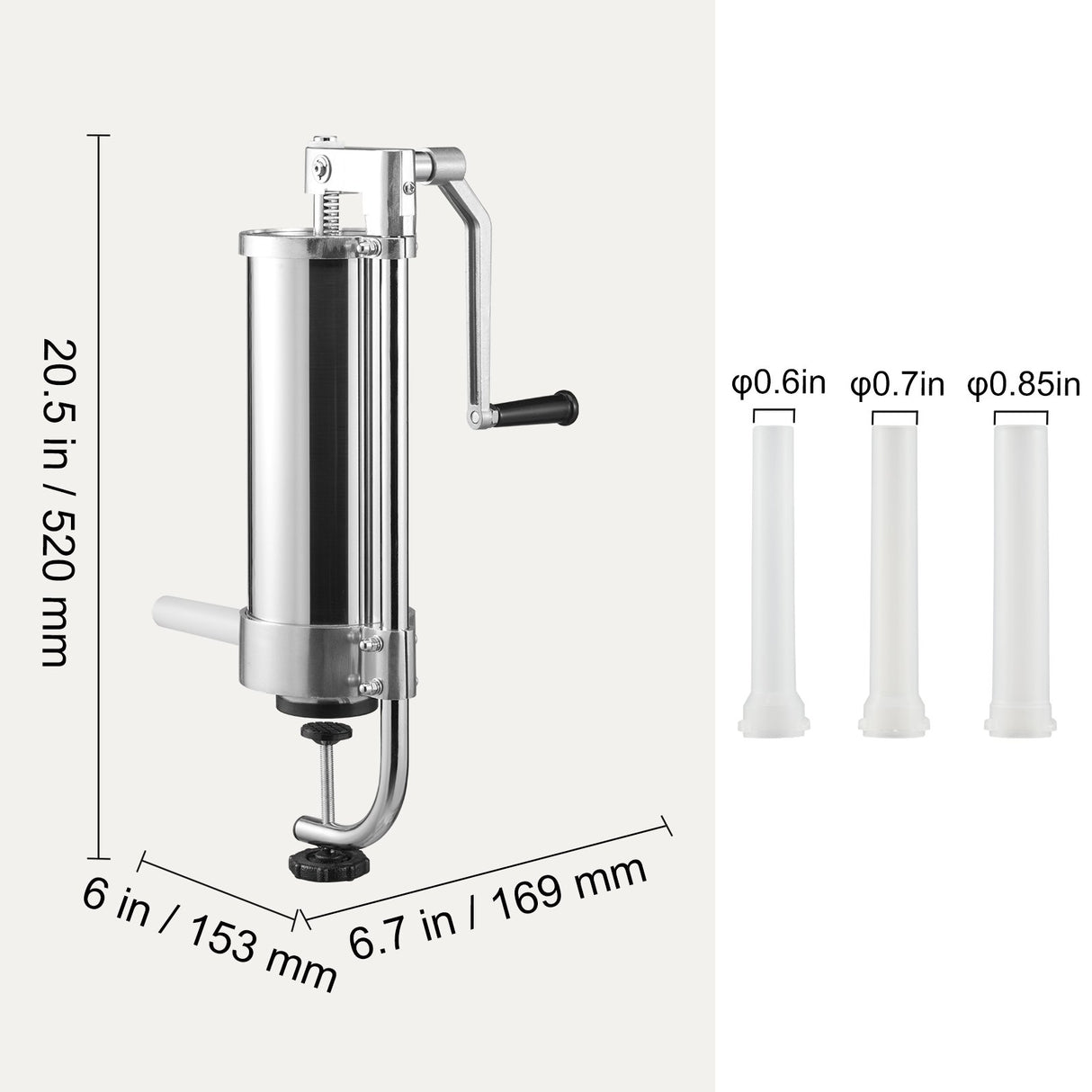 VEVOR Sausage Stuffer 5LBS/3L Capacity Homemade Sausage Maker Stainless Steel