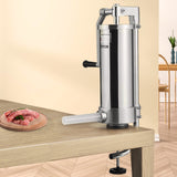 VEVOR Sausage Stuffer 5LBS/3L Capacity Homemade Sausage Maker Stainless Steel - Low Angle
