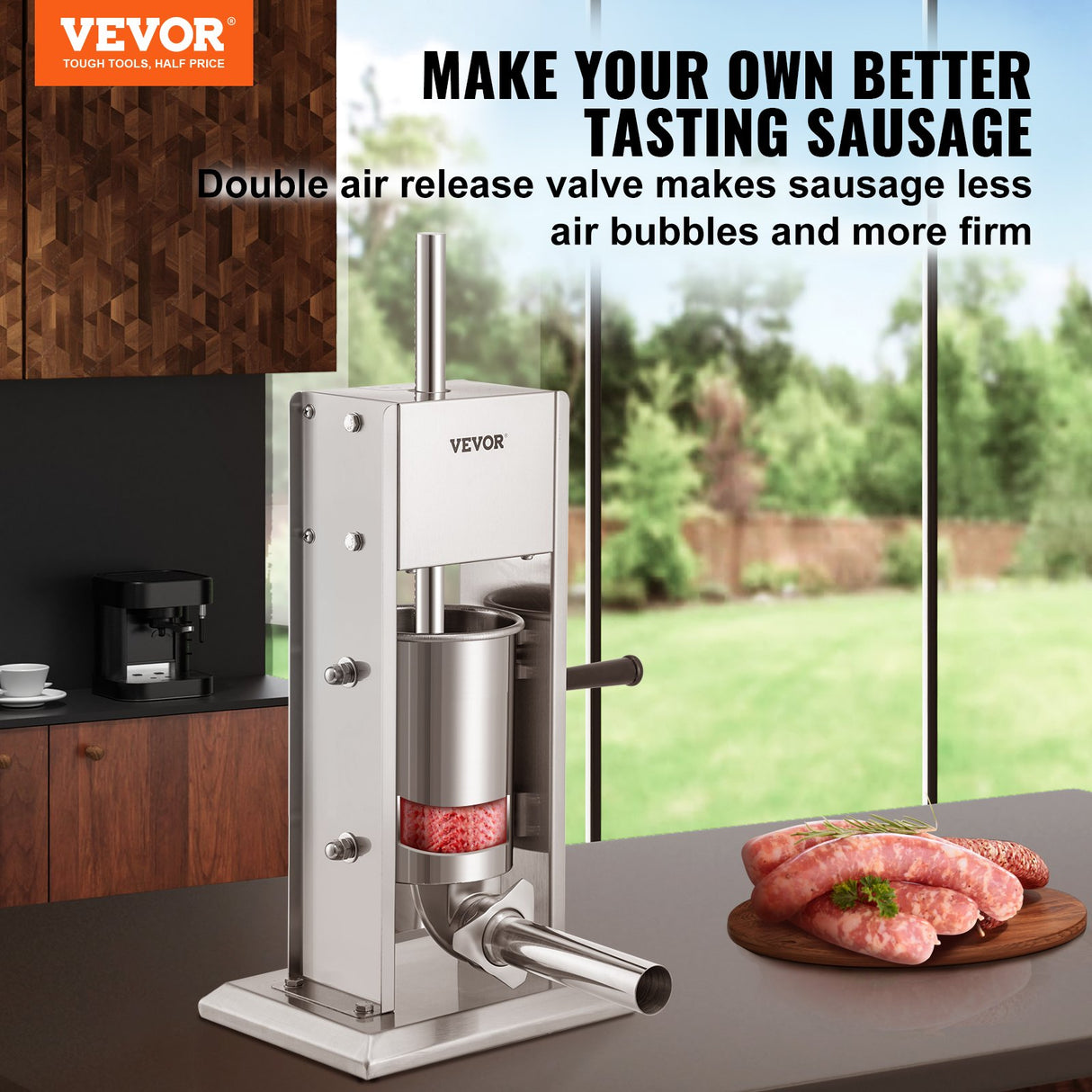 VEVOR Sausage Stuffer 5LBS/3L Capacity Homemade Sausage Maker Stainless Steel