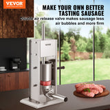 VEVOR Sausage Stuffer 5LBS/3L Capacity Homemade Sausage Maker Stainless Steel - Front View