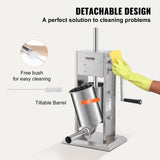 VEVOR Sausage Stuffer 5LBS/3L Capacity Homemade Sausage Maker Stainless Steel - Rear View