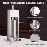 VEVOR Sausage Stuffer 8LBS/5L Capacity Homemade Sausage Maker Stainless Steel - Side View