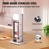 VEVOR Sausage Stuffer 8LBS/5L Capacity Homemade Sausage Maker Stainless Steel - 45-Degree Angle