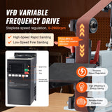 VEVOR Belt Grinder Sander, 72 x 2-Inch Variable Speed Belt Polisher with VFD, 1500W 2HP Polishing Grinding Machine with 3 Grinding Moulds & 3PCS Sanding Belts for Metalworking, Knife Making - Side View