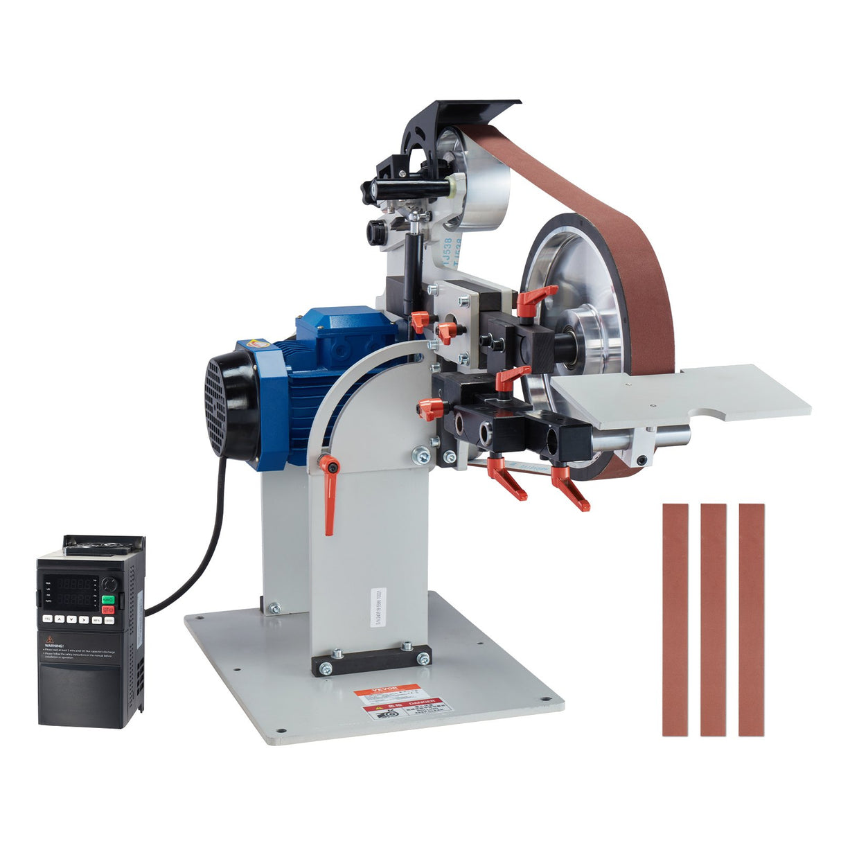 VEVOR Belt Grinder Sander 72 x 2-Inch Belt Polisher with VFD 3 Grinding Moulds