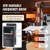 VEVOR Belt Grinder Sander 72 x 2-Inch Belt Polisher with VFD 3 Grinding Moulds - Side View