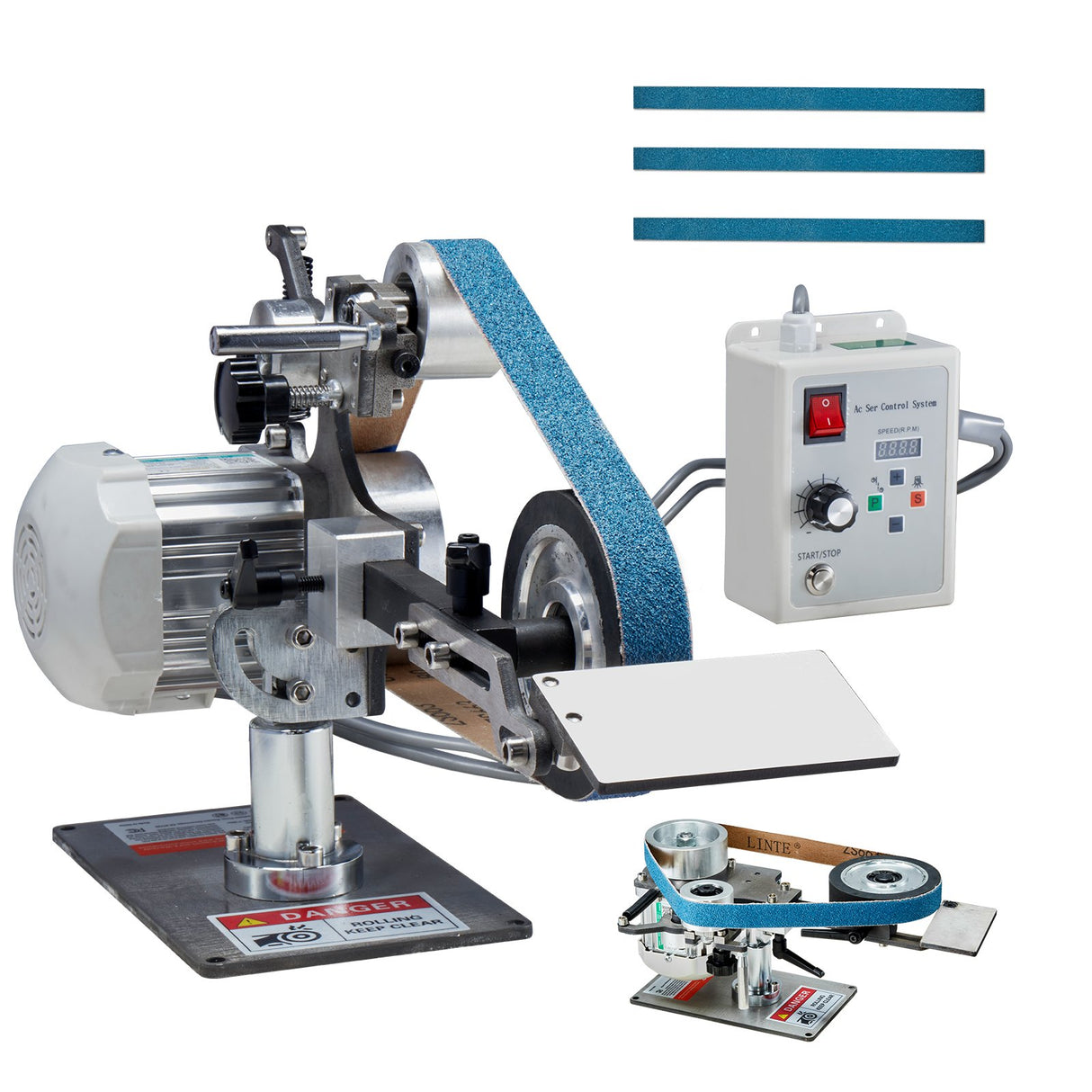 VEVOR Belt Grinder Sander, 30 x 1-Inch Variable Speed Belt Polisher with VFD, 550W Polishing Grinding Machine with 2 Grinding Moulds & 3PCS Sanding