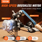 VEVOR Belt Grinder Sander, 30 x 1-Inch Variable Speed Belt Polisher with VFD, 550W Polishing Grinding Machine with 2 Grinding Moulds & 3PCS Sanding - Front View
