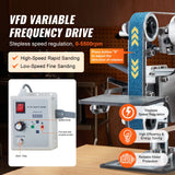 VEVOR Belt Grinder Sander, 30 x 1-Inch Variable Speed Belt Polisher with VFD, 550W Polishing Grinding Machine with 2 Grinding Moulds & 3PCS Sanding - Side View