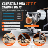 VEVOR Belt Grinder Sander, 30 x 1-Inch Variable Speed Belt Polisher with VFD, 550W Polishing Grinding Machine with 2 Grinding Moulds & 3PCS Sanding