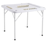 VEVOR Mahjong Table, Square 4 Player Folding Card Table with 4 Cup Holders & 4 Chip Trays, Portable Domino Game Table with 1 Set of Dominoes for