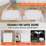 VEVOR Mahjong Table, Square 4 Player Folding Card Table with 4 Cup Holders & 4 Chip Trays, Portable Domino Game Table with 1 Set of Dominoes for Mahjong Poker Puzzles, 90 x 90-inch, White - Side View