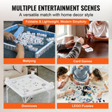 VEVOR Mahjong Table, Square 4 Player Folding Card Table with 4 Cup Holders & 4 Chip Trays, Portable Domino Game Table with 1 Set of Dominoes for