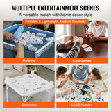 VEVOR Mahjong Table, Square 4 Player Folding Card Table with 4 Cup Holders & 4 Chip Trays, Portable Domino Game Table with 1 Set of Dominoes for Mahjong Poker Puzzles, 90 x 90-inch, White - 45-Degree Angle