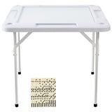 VEVOR Mahjong Table, Square 4 Player Folding Card Table with 4 Cup Holders & 4 Chip Trays, Portable Domino Game Table with 1 Set of Dominoes for