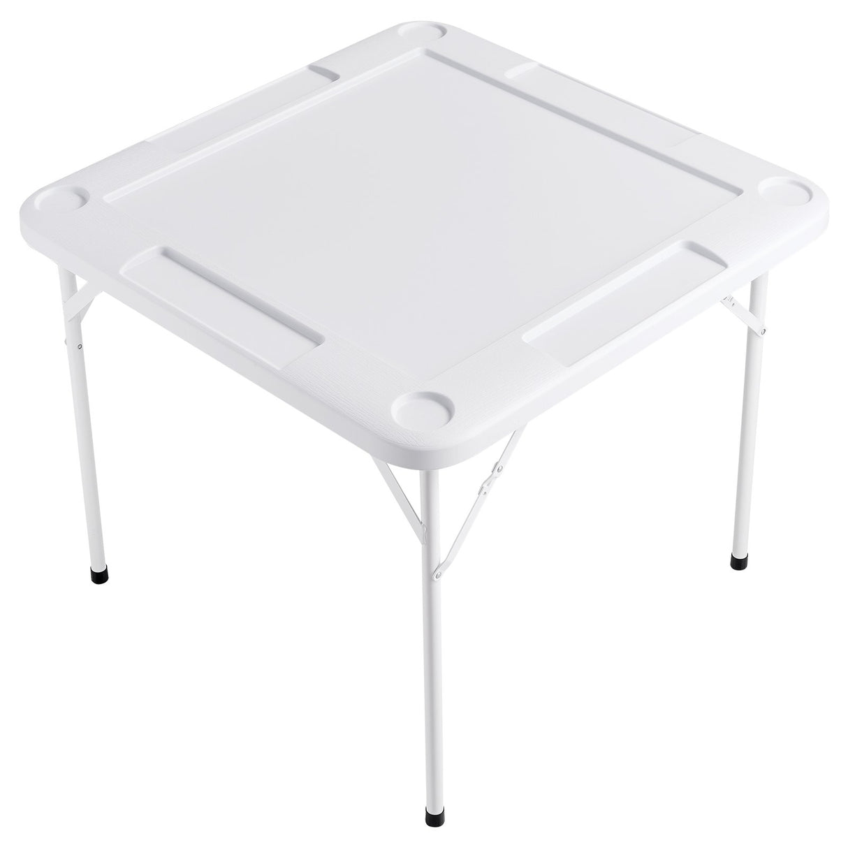 VEVOR Mahjong Table, Square 4 Player Folding Card Table with 4 Cup Holders & 4 Chip Trays, Portable Domino Game Table with 1 Set of Dominoes for