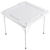VEVOR Mahjong Table, Square 4 Player Folding Card Table with 4 Cup Holders & 4 Chip Trays, Portable Domino Game Table with 1 Set of Dominoes for