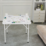 VEVOR Mahjong Table, 4 Player Folding Domino Table with Wear-Resistant Green Tabletop, Portable Square Card Table with 4 Cup Holders & 4 Chip Trays for Mahjong Poker Puzzles, 90 x90-inch