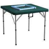 VEVOR Mahjong Table with Mahjong Tiles Set, Fold-in-Half 4 Player Card Table with 144PCS Majiang Tiles and 3 Dice, Portable Bi-Folding Domino Table