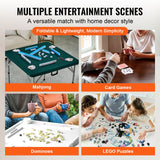 VEVOR Mahjong Table with Mahjong Tiles Set, Fold-in-Half 4 Player Card Table with 144PCS Majiang Tiles and 3 Dice, Portable Bi-Folding Domino Table