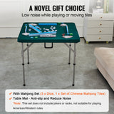 VEVOR Mahjong Table with Mahjong Tiles Set, Fold-in-Half 4 Player Card Table with 144PCS Majiang Tiles and 3 Dice, Portable Bi-Folding Domino Table