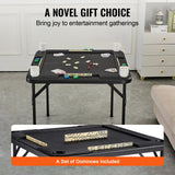 VEVOR Mahjong Table, Square 4 Player Folding Card Table with 4 Cup Holders & 4 Chip Trays, Portable Domino Game Table with 1 Set of Dominoes for Mahjong Poke Puzzles, 90 x 90-inch, Black - 45-Degree Angle