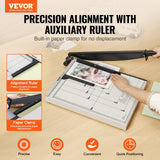 VEVOR Paper Cutter, Guillotine Trimmer, 457 mm Cut Length, 20 Sheets Capacity, Heavy Duty Guillotine Paper Cutter with Guard Rail/Blade Lock for Cardstock/Cardboard, Paper Trimmer for Home Office - Front View