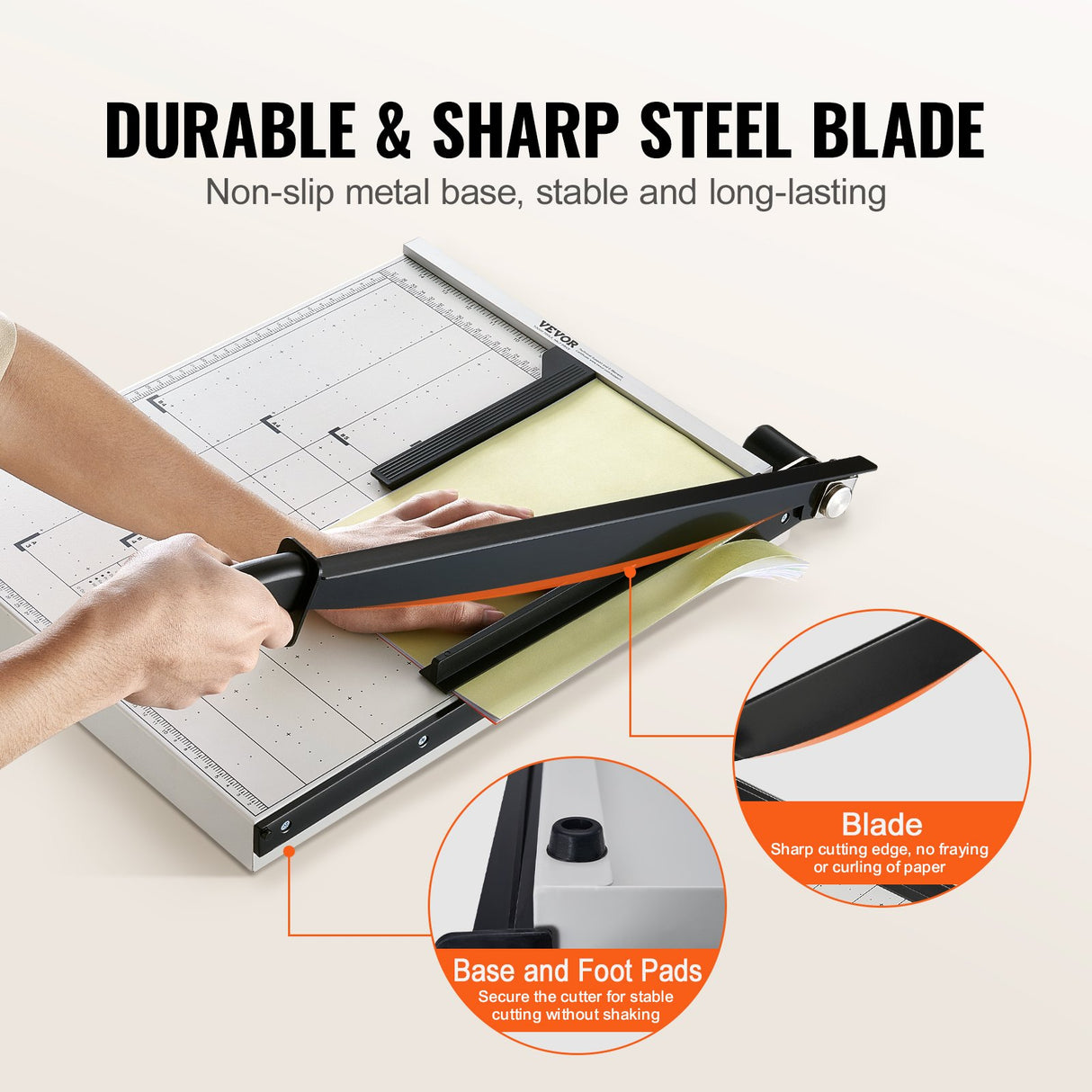 VEVOR Paper Cutter, Guillotine Trimmer, 457 mm Cut Length, 20 Sheets Capacity, Heavy Duty Guillotine Paper Cutter with Guard Rail/Blade Lock for Cardstock/Cardboard, Paper Trimmer for Home Office