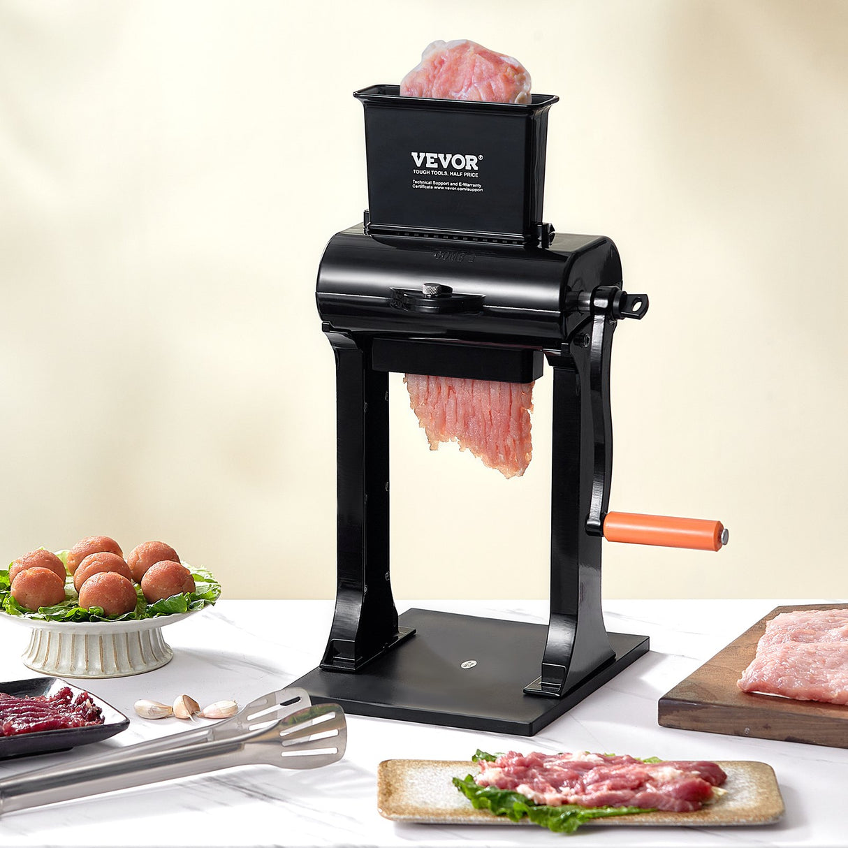VEVOR Commercial Meat Tenderizer, Heavy Duty Stainless Steel Meat Tenderizer Machine, Quick and Easy Manual Operation Kitchen Tool, 148mm Feed Port for Beef, Turkey, Chicken, Pork, Steak, and Fish