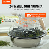 Leaf Bowl Trimmer, 24'' Trimmer Bowl, Manual Bud Trimmer with Stainless-Steel Blades for Twisted Spin Cut, Clear Visibility Dome and Hand Pruner Included, for Cutting Leaves, Buds, Flowers