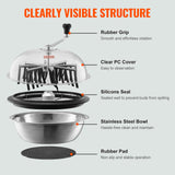 VEVOR Leaf Bowl Trimmer, 24'' Trimmer Bowl, Manual Bud Trimmer with Stainless-Steel Blades for Twisted Spin Cut, Clear Visibility Dome and Hand Pruner Included, for Cutting Leaves, Buds, Flowers - Side View