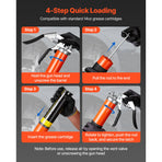 Grease Gun, 8000 PSI, Pistol Grip Grease Gun Kit with 0.4 L Capacity, Includes 46 cm Flex Hose, Double Handle Grease Coupler, Extension Rigid Pipe & Sharp Type Nozzle for Automotive, Marine