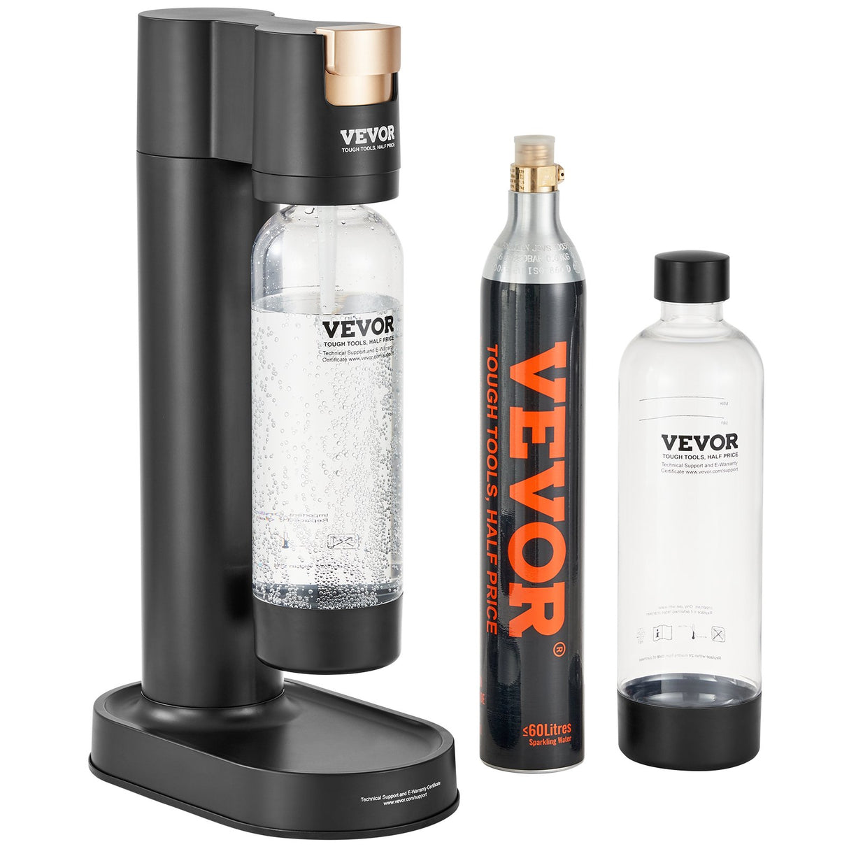 VEVOR Sparkling Water Maker, Soda Maker Machine for Home Carbonating, Seltzer Water Starter Kit with 2 BPA-free 1L PET Bottles, CO2 Cylinder,