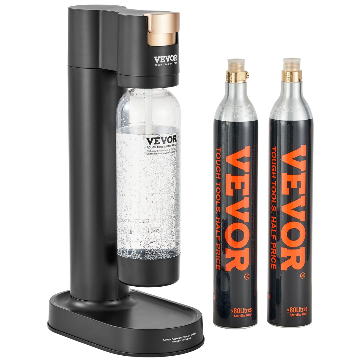 VEVOR Sparkling Water Maker, Soda Maker Machine for Home Carbonating, Seltzer Water Starter Kit with BPA-free 1L PET Bottle, 2 CO2 Cylinders,