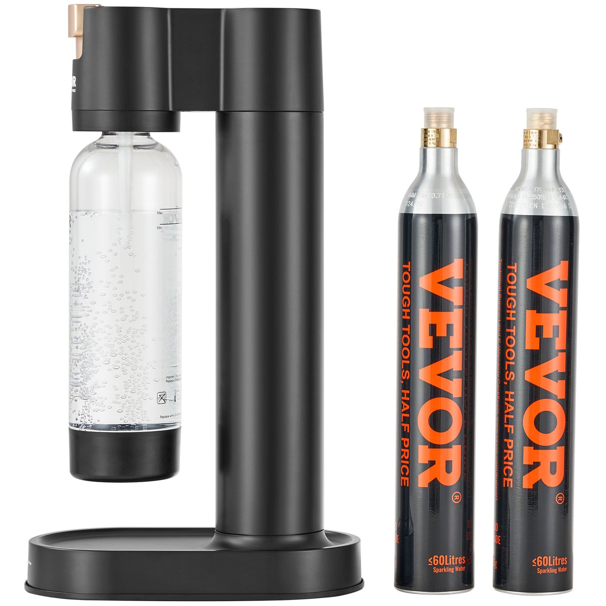 VEVOR Sparkling Water Maker, Soda Maker Machine for Home Carbonating, Seltzer Water Starter Kit with BPA-free 1L PET Bottle, 2 CO2 Cylinders,