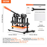 VEVOR Leather Cutting Machine, 10.2 x 5.9 in Embossing Plate Manual Die Cutter, 0.47 in Pressure Stroke Leather Embossing Machine, Dual Guide Shafts Die Cut Machine for Various of Materials - 45-Degree Angle