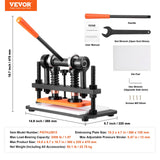 VEVOR Leather Cutting Machine, 10.2 x 4.7 in Embossing Plate Manual Die Cutter, 0.47 in Pressure Stroke Leather Embossing Machine, Dual Guide Shafts Die Cut Machine for Various of Materials