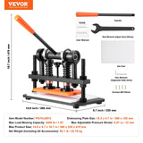 VEVOR Leather Cutting Machine, 10.2 x 4.7 in Embossing Plate Manual Die Cutter, 0.47 in Pressure Stroke Leather Embossing Machine, Dual Guide Shafts Die Cut Machine for Various of Materials - Rear View
