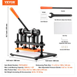 VEVOR Leather Cutting Machine, 11 x 5.5 in Embossing Plate Manual Die Cutter, 0.47 in Pressure Stroke Leather Embossing Machine, Dual Guide Shafts Die Cut Machine for Various of Materials - Close-Up Angle