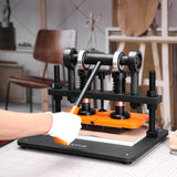 VEVOR Leather Cutting Machine, 11 x 5.5 in Embossing Plate Manual Die Cutter, 0.47 in Pressure Stroke Leather Embossing Machine, Dual Guide Shafts Die Cut Machine for Various of Materials - Low Angle