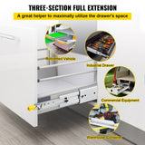 VEVOR Drawer Slides with Lock, 1 Pair 60 inch, Heavy-Duty Industrial Steel up to 500 lbs Capacity, 3-Fold Full Extension, Ball Bearing Lock-in & Lock-