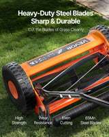 VEVOR 40cm Push Reel Lawn Mower 5-Blade Adjustable Height Grass Catcher 2-Wheel