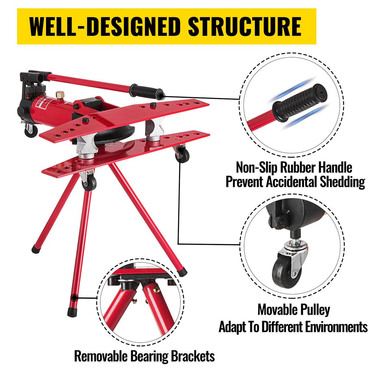 VEVOR Manual Pipe Bender Plumbers Tool 16T, Pipe Bending Machine 1/2-2 Inch, Pipe Bending Pipe Bending Machine Ø22mm-Ø60mm, Bender Tube Bender Machine Tube Bender for Heating and Piping Construction