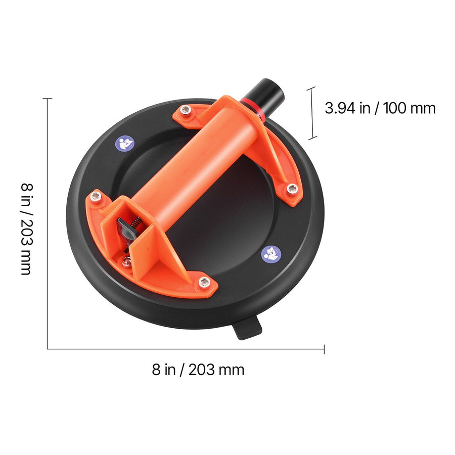 Vacuum Suction Cup, 203 mm Vacuum Glass Lifter with ABS Handle, 180 kg Max Lifting Capacity Tile Suction Cup Tool with Carrying Case for Lifting Large Tile, Granite, Drywall, Windows (2-Pack)