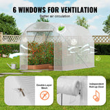 VEVOR Walk-in Tunnel Greenhouse 9.58x6.43x6.23ft Galvanized Frame PE Cover White - Rear View