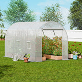 VEVOR Walk-in Tunnel Greenhouse 9.58x6.43x6.23ft Galvanized Frame PE Cover White - Low Angle